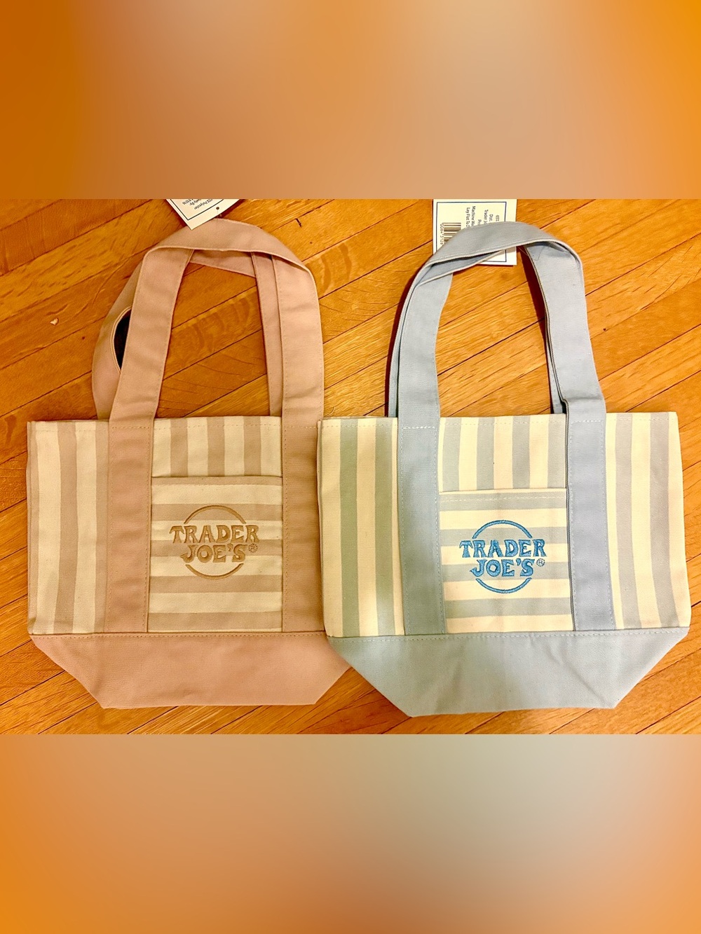 Two (2) Trader Joe’s Mini Canvas Tote Bags (Stripped)